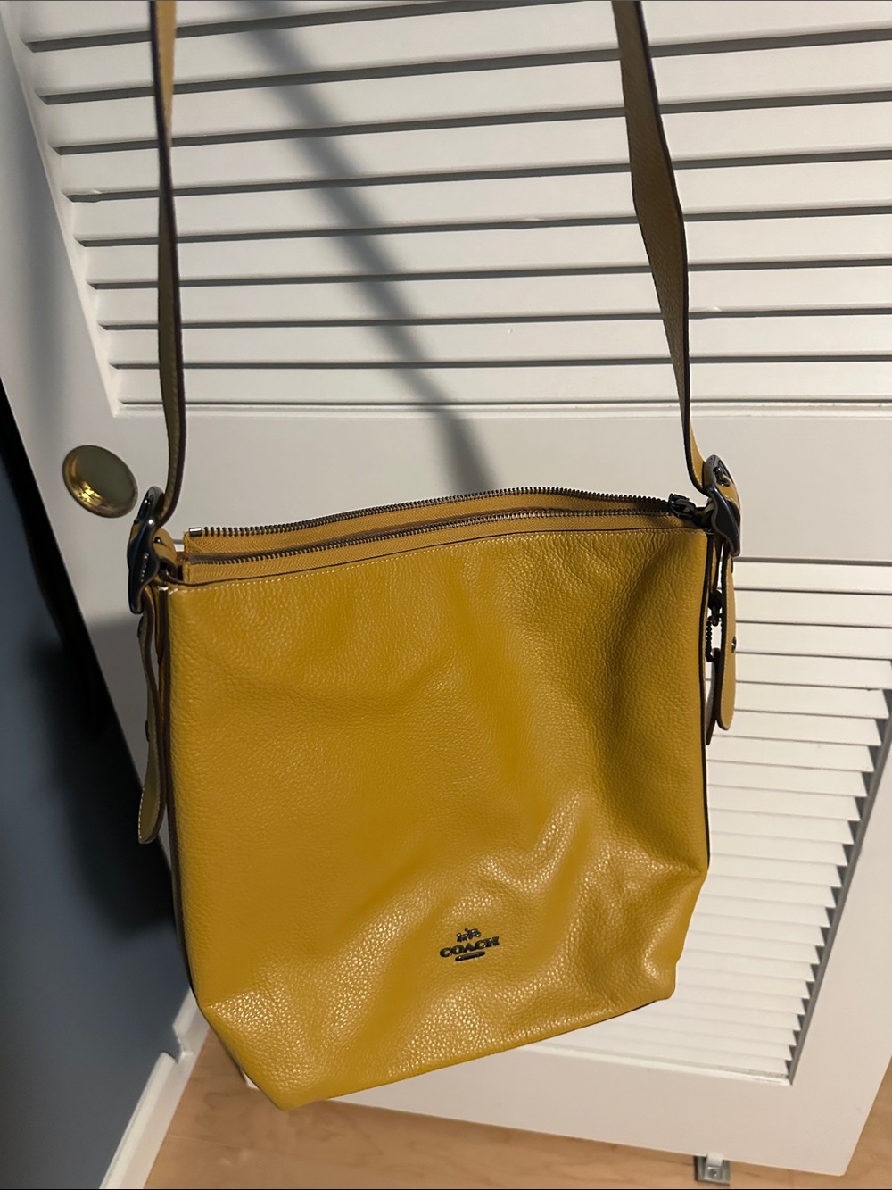 Coach Pebbled Leather Crossbody in Mustard